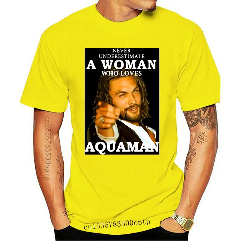 

Летняя мужская футболка с коротким рукавом и надписью «Аквамен»