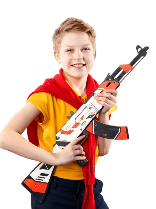 Wooden weapons AK-47 ver. 1.6 Azimov (CS:GO) VozWooden / Toy wood weapon Gift for boy (Rubber cartridges)/ - Counter-Strike v. Plaything gun (knife)