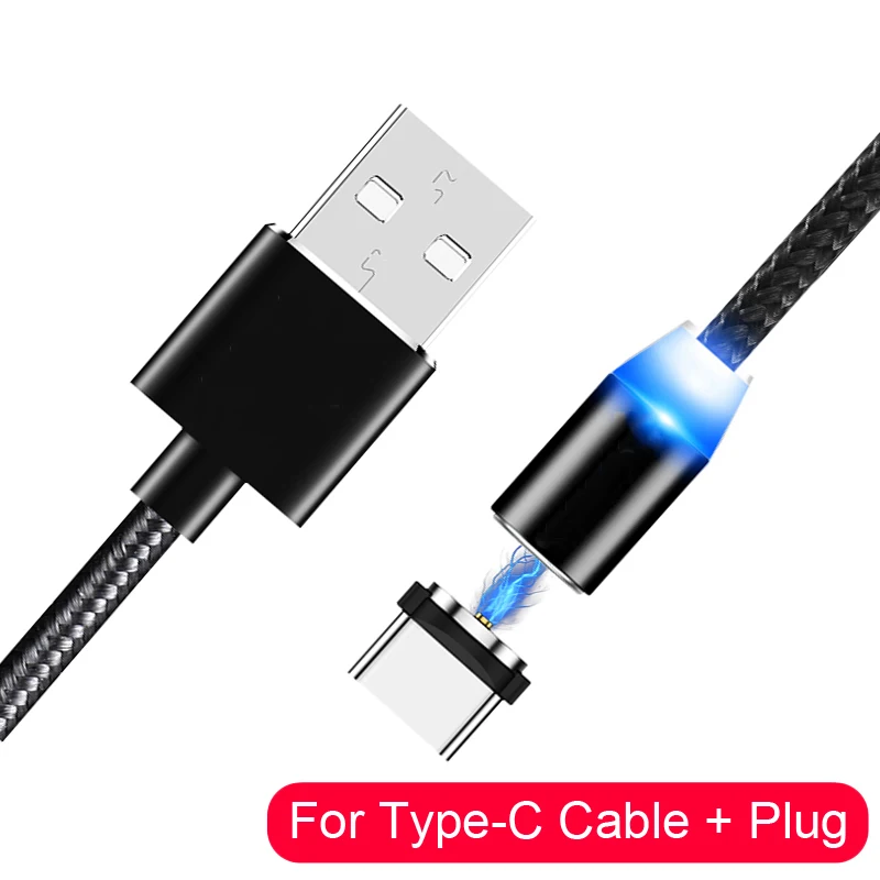 Oppselve Магнитный Micro USB кабель для iPhone samsung Android мобильный телефон Быстрая зарядка usb type C кабель Магнитный зарядный провод шнур - Цвет: Black Type C Cable