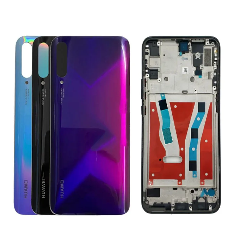 

2019 New For Huawei Y9S Middle Frame Plate Front Bezel Faceplate LCD Supporting+Back Housing Battery Cover Glass Rear Door Case