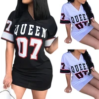bodycon dress short mini dresses summer women 2021 letters queen printed sexy v neck casual short sleeve slim cloths fashion