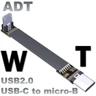 3 А USB Type C двойной 90 градусов USB C кабель лента плоский угловой вверх вниз гусиная шея Micro B USB 3.0 type-C кабель передачи данных для быстрой зарядки