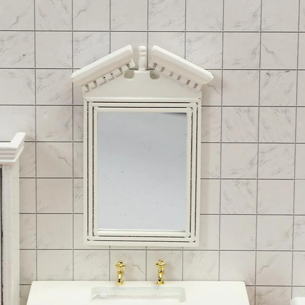 

1:12 1/6 Dollhouse Miniature White Mirror Tiny Scene Decor Accessories