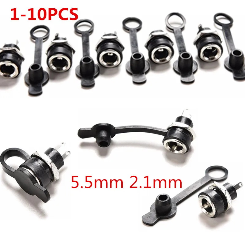 

1/5/10Pcs Waterproof DC Power Socket Jack Power Charger Plug Panel Mount Female Mount Connector 3A 5.5 x2.1mm