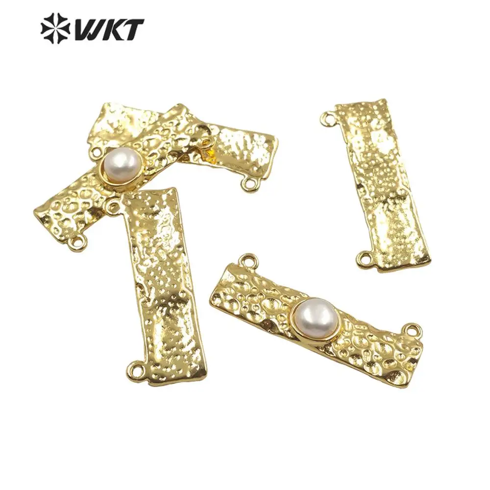 Подвеска с жемчугом прямоугольная гальваническим покрытием из золота WT-JP189 |