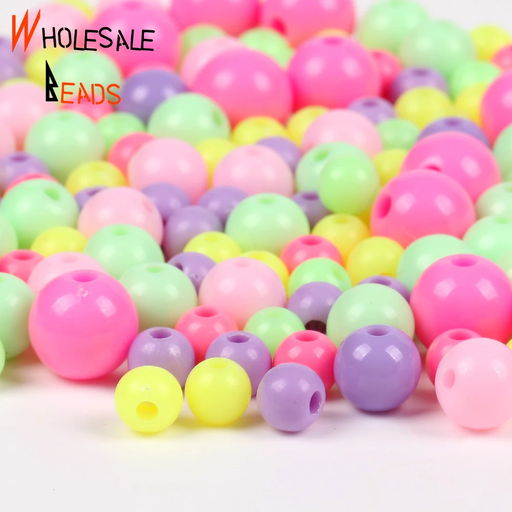 

6/8/10mm 50-100Pcs Colorful Acrylic Round Loose Beads Balls Spacer Beads For Jewelry Making Diy Necklace Bracelet Accessories