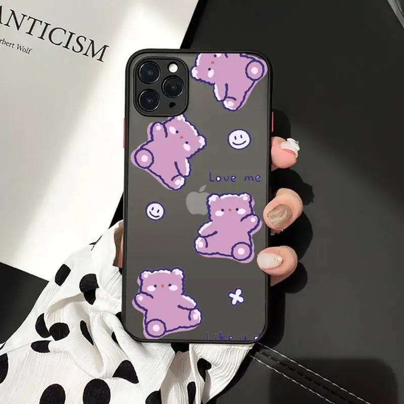 

bear frog rabbit cute animal Cartoon Phone Case matte transparent For iphone 7 8 11 12 plus mini x xs xr pro max cover