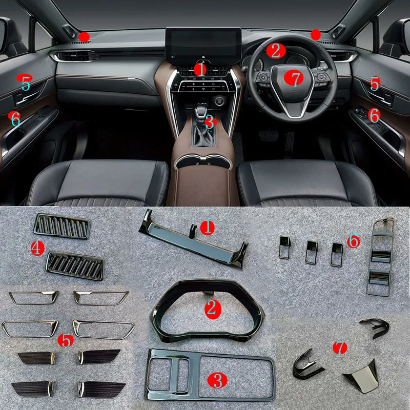 Для Toyota Harrier Venza XU80 2020 2021 глянцевая черная Внутренняя дверь блестки стеклоподъемник ручка Чаша кондиционер вентиляционное отверстие крышка чашка RHD