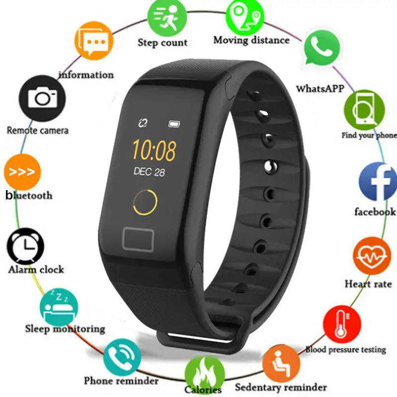 Спортивный водонепроницаемый смарт браслет F1 Plus с пульсометром и