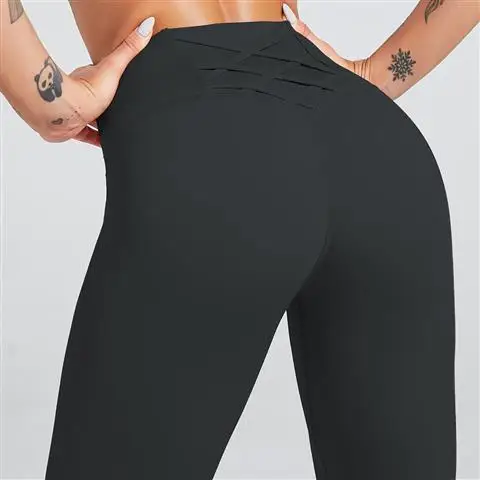 

European and American foreign trade outdoor sports running fitness yoga high waist tight elastic cross hip sexy Leggings