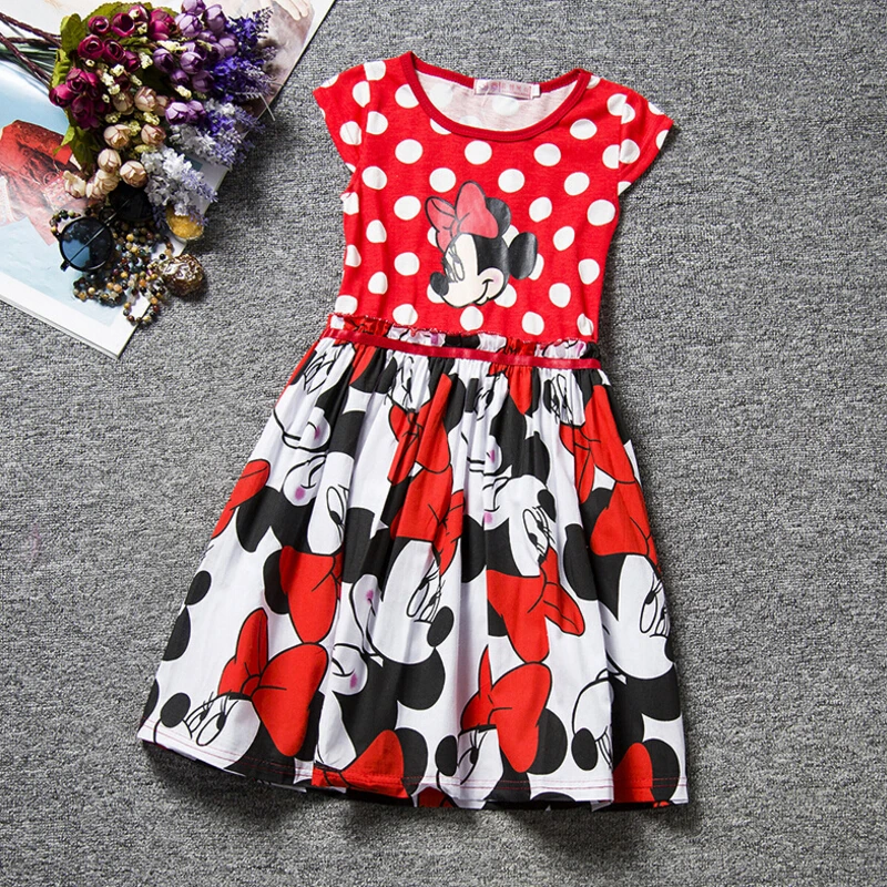 Летнее платье принцессы для маленьких девочек с рисунком мышки праздничное в