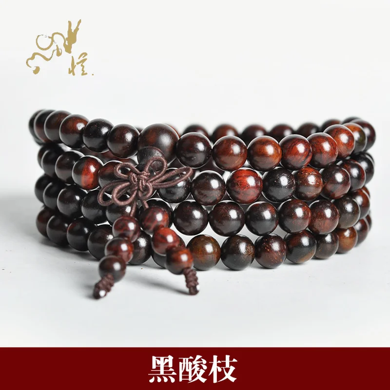 Тибетский буддизм 108 Черный Красный сандаловое дерево молитва шарик Мала