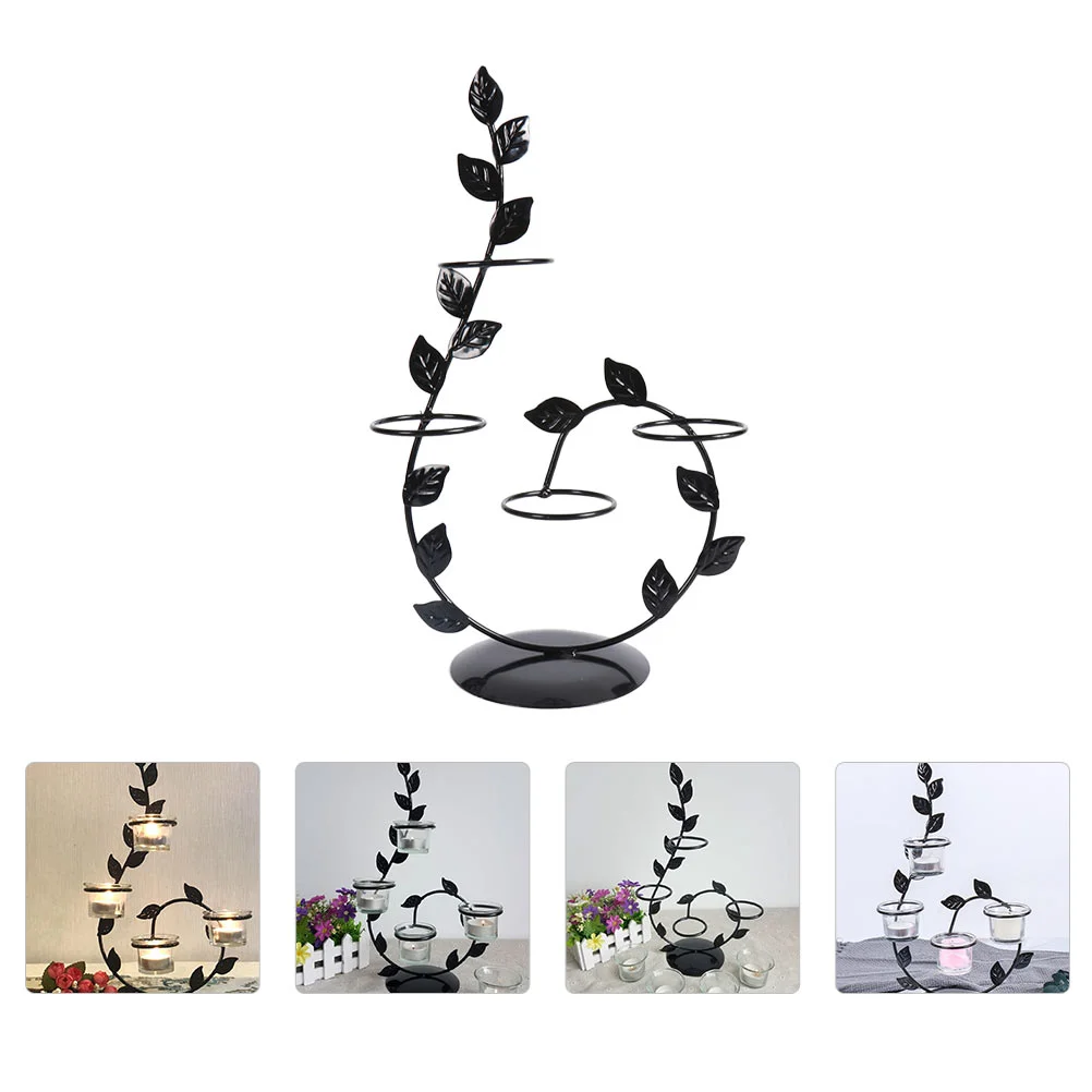 

1PC European Style Ironwork Candlestick Candlelit Dinner Candle Holder (Black)