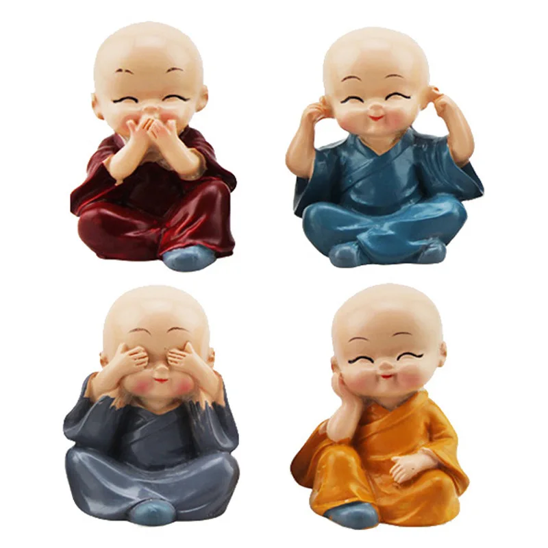 

4 PCS Monks Car Ornaments Shake Their Heads Cartoon Cute Doll Automobile Perfume Creative Interior Decoration Accessories