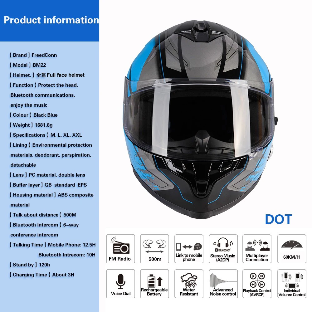 Новинка умный мотоциклетный Bluetooth шлем встроенный в Полулицо FM поддержка 6