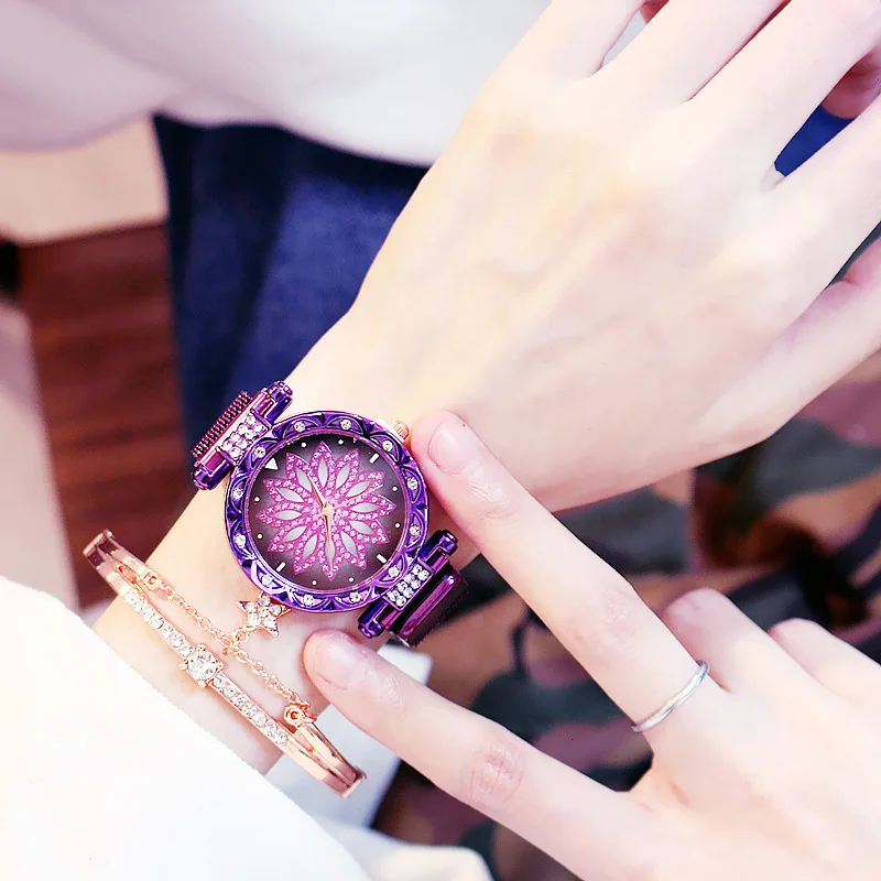 Женские кварцевые часы с магнитной пряжкой на удачу роскошные женские Стразы