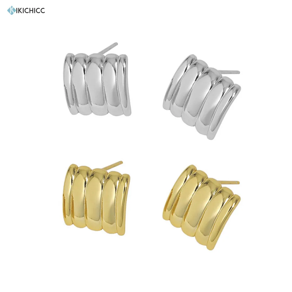 

KIKICHICC 925 пробы цвет серебристый, золотой круг, серьги-гвоздики с толстой тяжелой класса люкс Pendiente Роскошные ювелирные зажимы вечерние сваде...