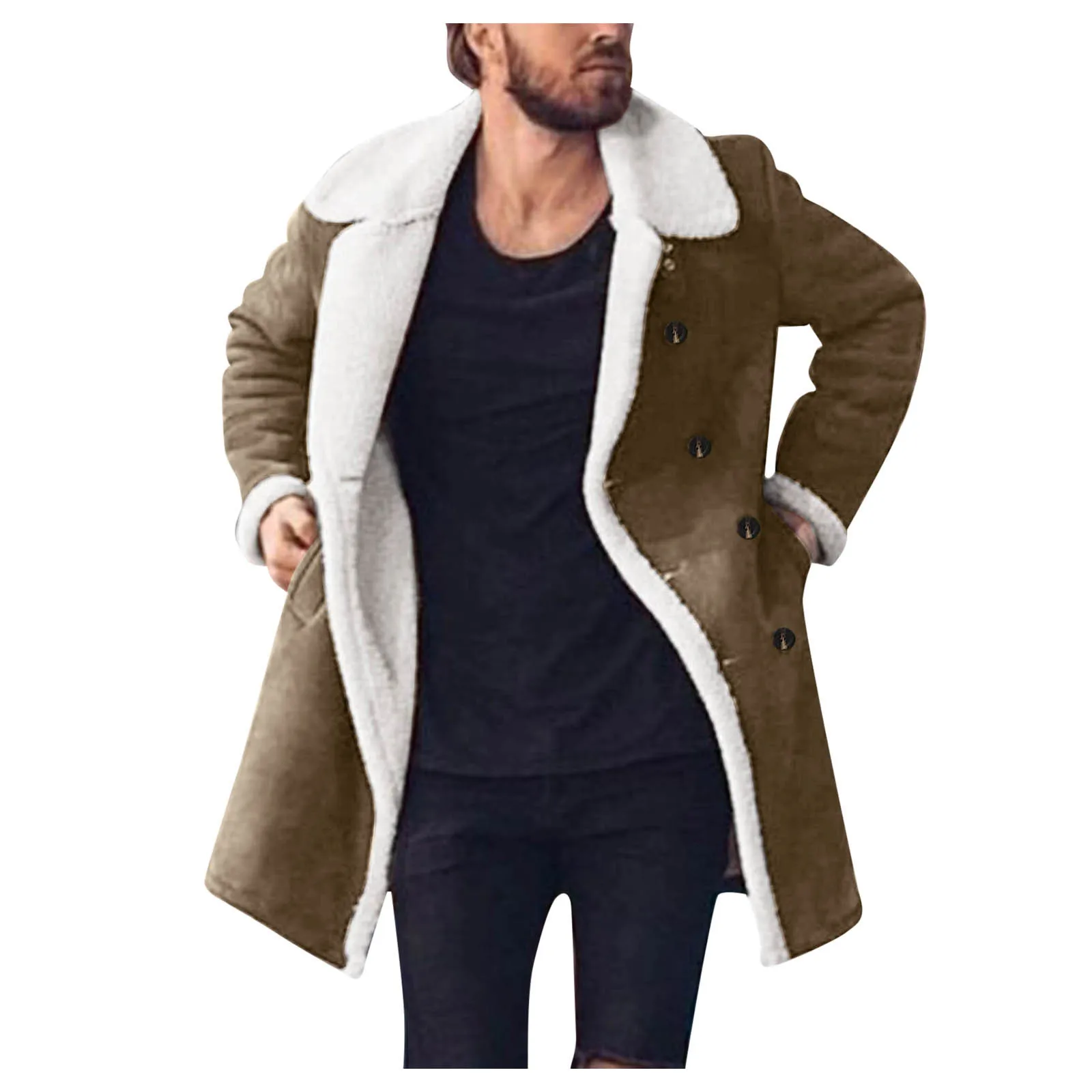 Куртка мужская зимняя с отложным воротником модная теплая мягкая ветрозащитная