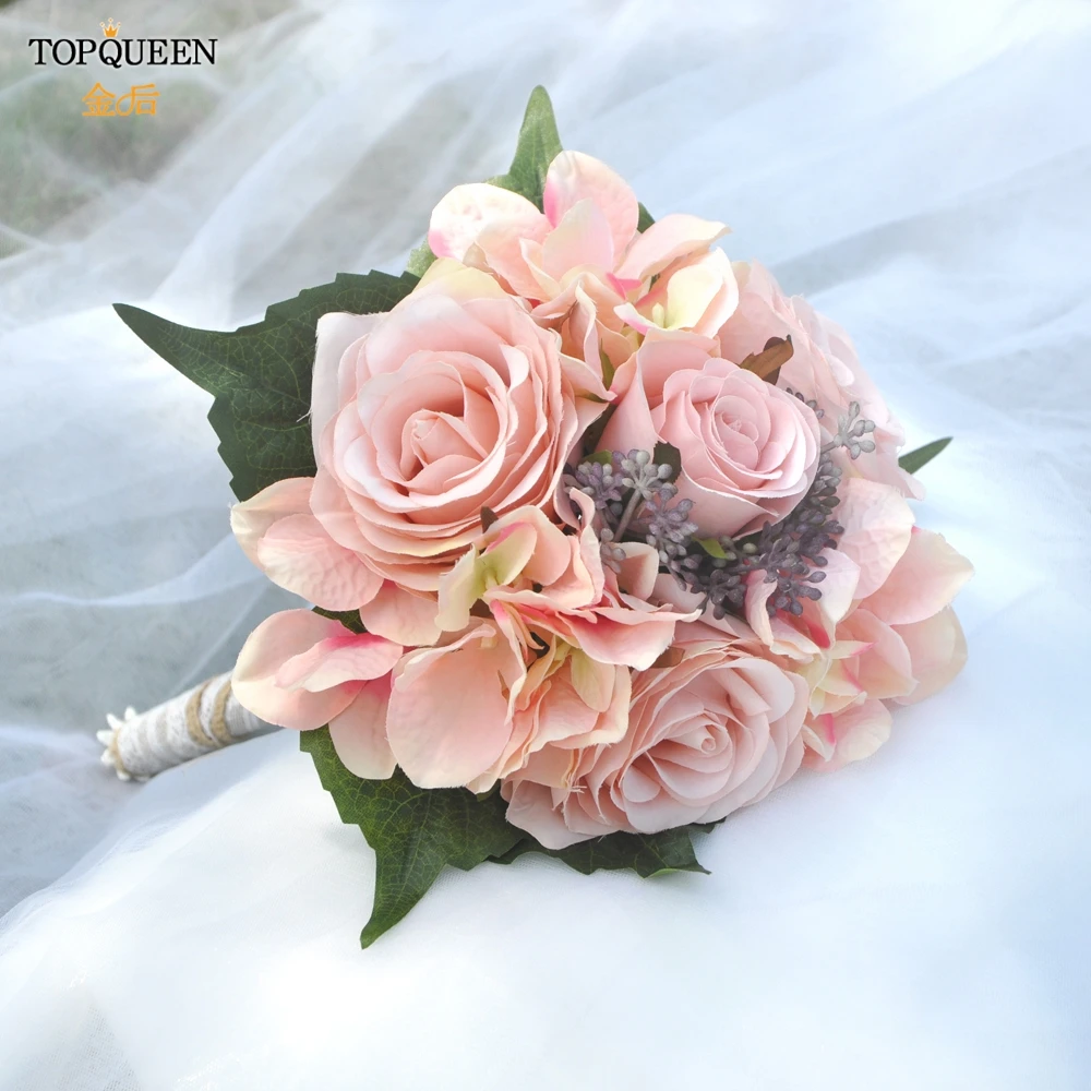 TOPQUEEN F29 элегантный свадебный букет с розовыми розами искусственные цветы