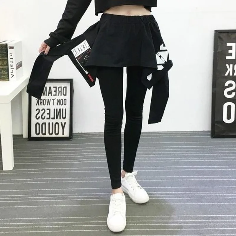 2021 False Two-Piece Bottoming Women's Skort Print Thin Outer Wear Female Sports Dance Skort Plaid Camouflage Skirt Leggings