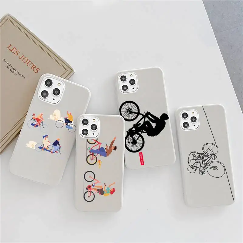 

Bicycle Bike Sport Phone Case Candy Color for iPhone 6 6S 7 8 11 12 XS X SE 2020 XR mini pro Plus MAX mobile bags funda