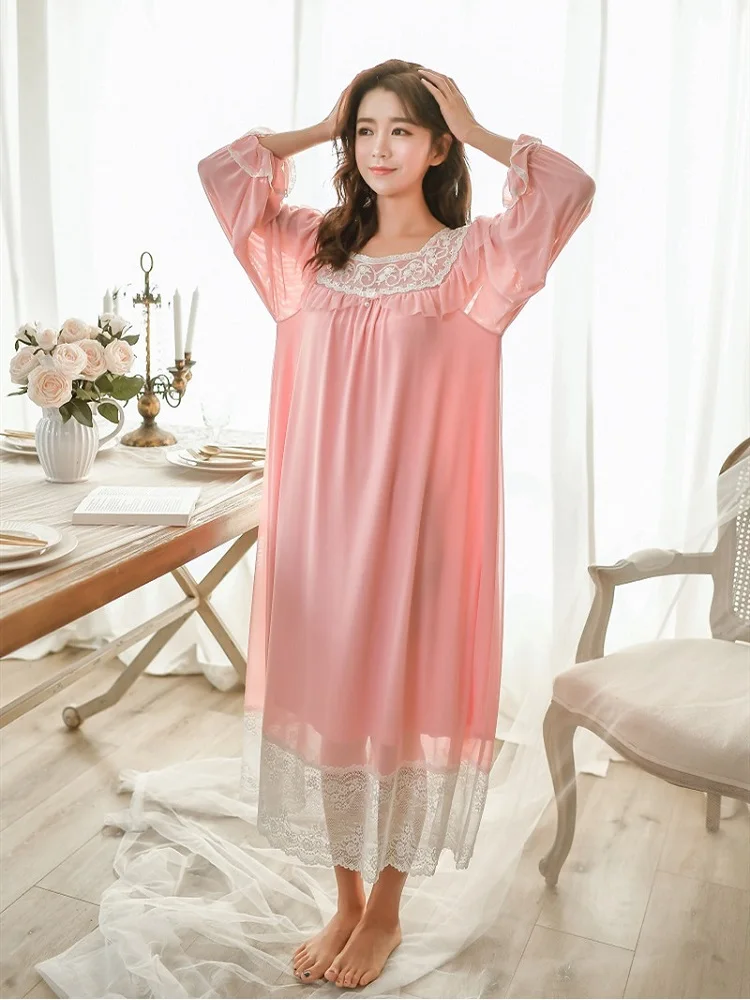 Новые милые весенние длинные ночные рубашки из модала для женщин винтажные