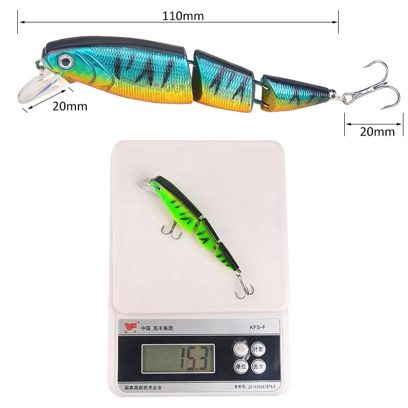 

Simulation Mino fishing bait colorful three-section road sub-bait 15.3g/11cm plastic fake bait fishing tackle products