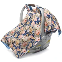 nursing cover up with peekaboo opening large infant car seat canopy for boy or girl breastfeeding moms flowers pattern j60b