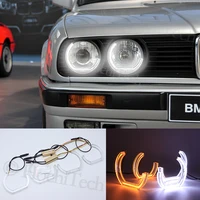 white and amber led angel eyes for bmw e30 e32 e34 1984 1985 1986 1987 1990 car lights accessories halo 3d dtm lci style acrylic