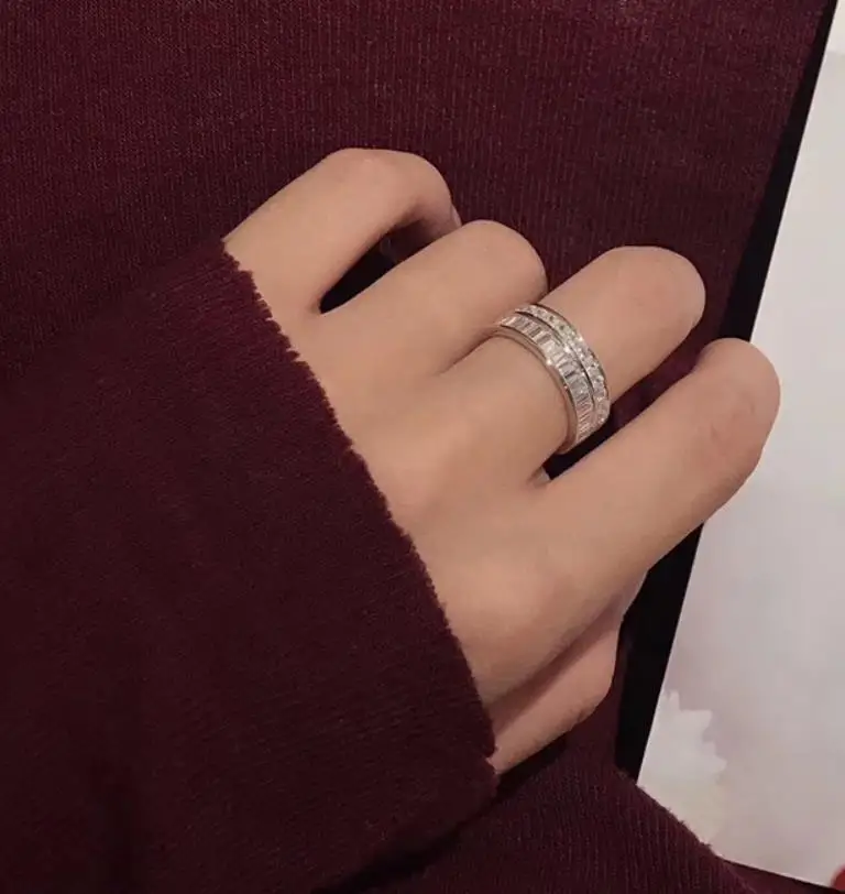 Кольцо из стерлингового серебра 925 пробы с кристаллами романтические блестящие