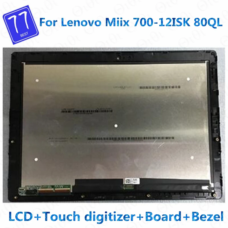 

Original 12" For Lenovo Miix 700-12ISK LCD Miix 700-12 80QL LED LCD Touch Screen Matrix Assembly 80QL0001US with frame bezel