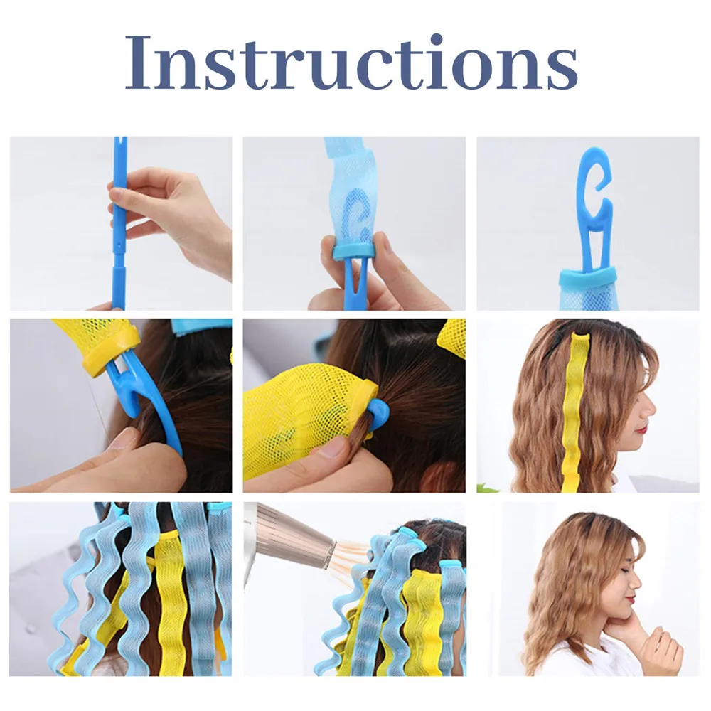 

24Pcs/Set Hair Curlers No Heat Curlers 30cm Spiral Curls Styling Kit Wave Magic Rolls With Hooks