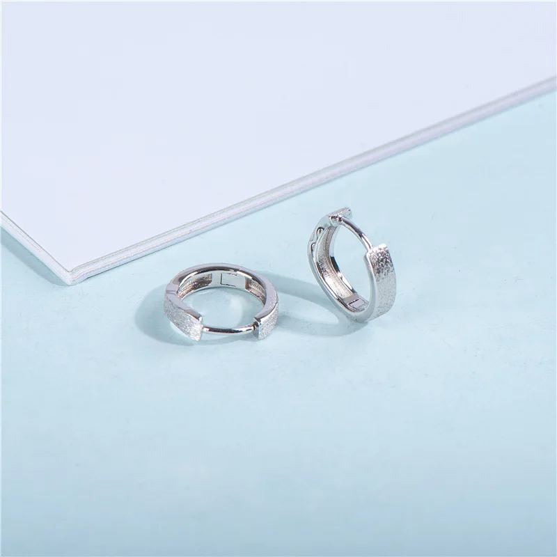 

Sodrov 925 Sterling Silver Small Circle Brushed Earrings Silver Hoop Earrings For Women S925 Jewelry