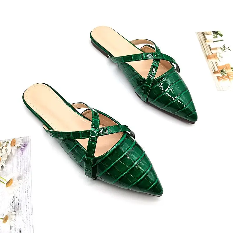 

Shoes Woman 2021 Loafers Female Mule Slippers Flat Luxury Slides Pantofle Cover Toe Mules Designer New Rubber Fashion Rome Basic