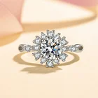 Муассанит кольцо 925 стерлингового серебра прошел Diamond тесты отличное 0,5-1Ct Драгоценный Камень Fortune кольцо Цветок с модные женские украшения класса люкс