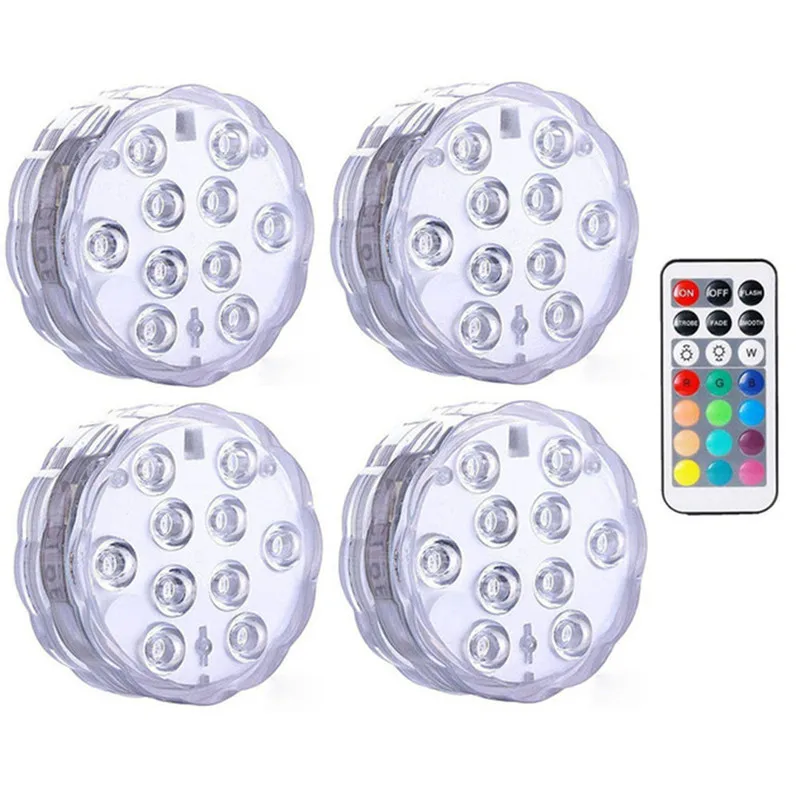 4 lamp 1 controller 10 светодиодный s RGB погружной светодиодный фонарь для использования под водой светодиодный ночник чайная ваза-лампа аквариум для бассейна свет для сада Weddin - Испускаемый цвет: 4 lamp 1 controller