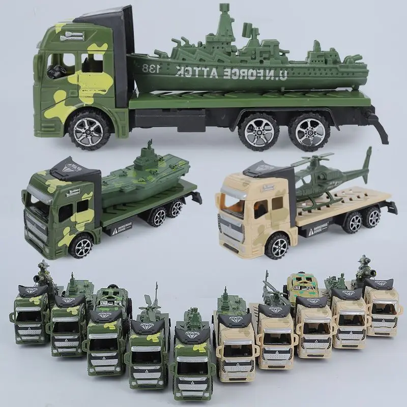

Children's Educational Toy Car Armed Military Tractor Model Mortar Warship Aircraft Carrier Helicopter Model Children's Toy A47