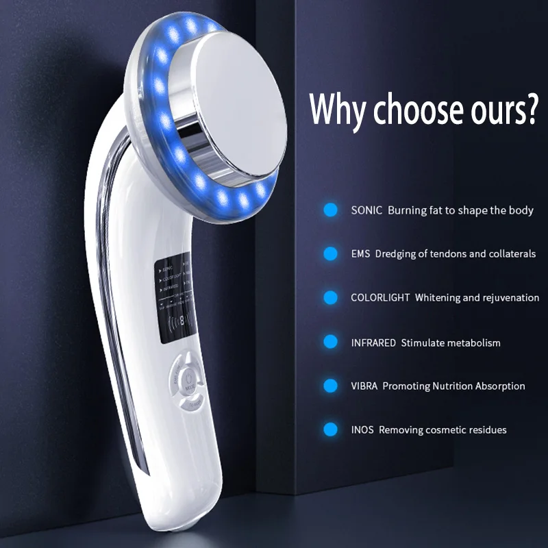 6 in 1 Body Shaping Machine EMS Weight Loss Massager for Stomach Fat Remover Device Face Arm Blue Red Light Skin Care | Красота и