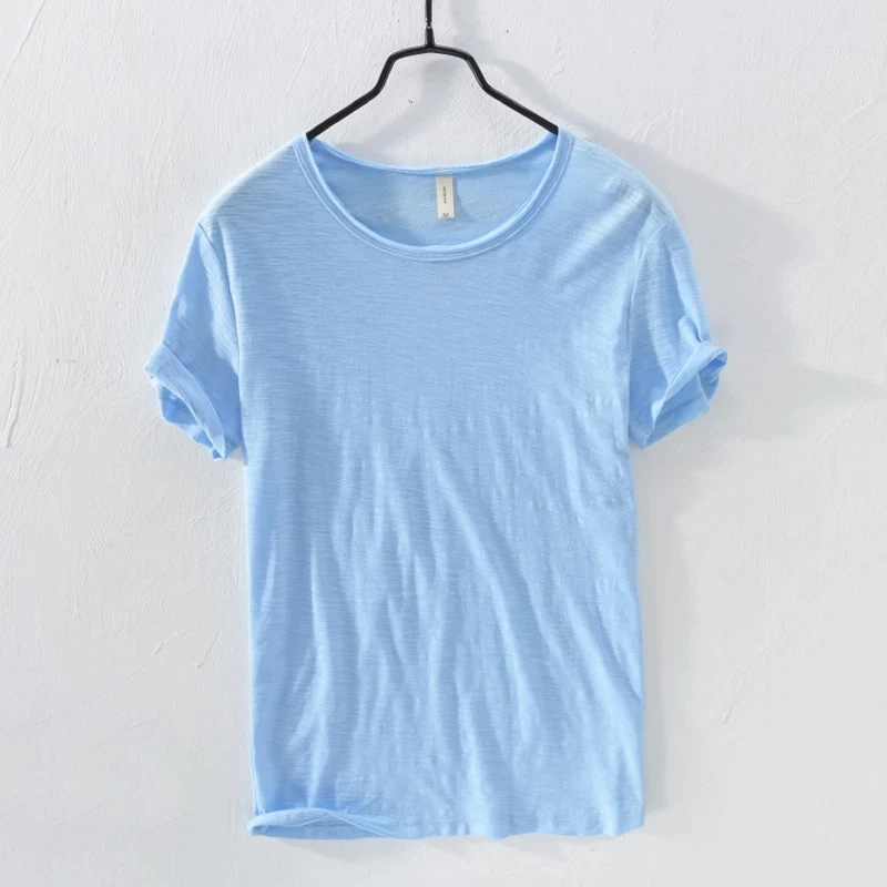 

Summer cotton men's O-shirt solid color basic T-shirt men's short-sleeved top clothes