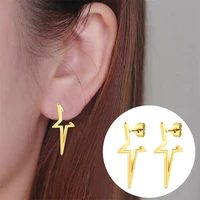 wangaiyao personality irregular half star pierced earrings stainless steel rose gold hollow five pointed star earrings for women