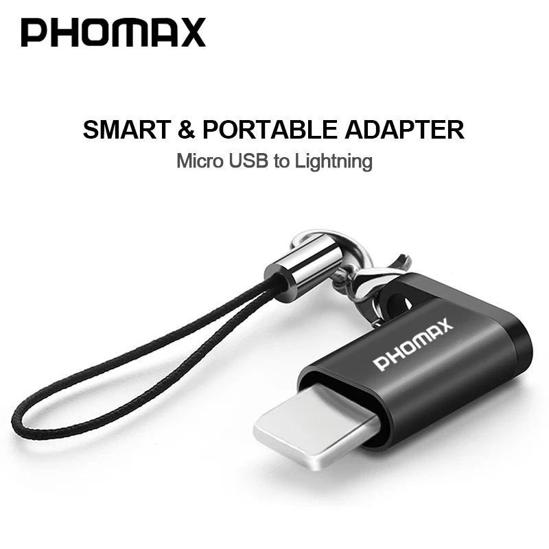 PHOMAX Mini Micro USB для освещения 8 Pin адаптер Apple с брелоком для iphone X XS XR 6 7 Plus синхронизация зарядное устройство OTG конвертер