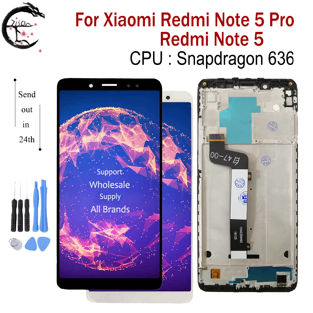 ЖК-дисплей с рамкой для Xiaomi Redmi Note 5 Pro 6 ГБ ОЗУ Snapdragon 636 Сенсорный экран сборки экрана с цифровым сенсором Note5.