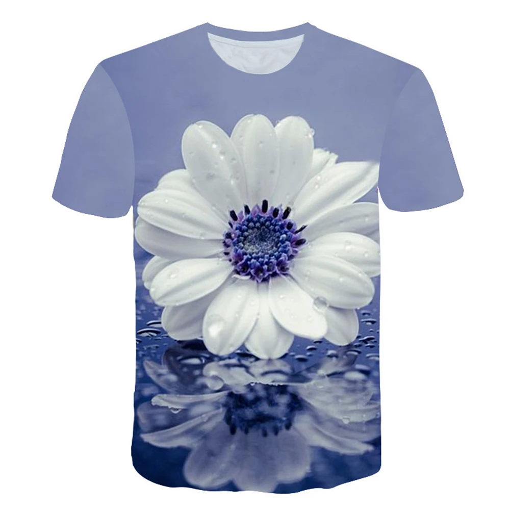 

2021 Summer Men's Rose Flower 3D Pattern Printing T-shirt fashion Summer Short-sleeved Men's Casual Comfortable 3DT Shirt Rose p
