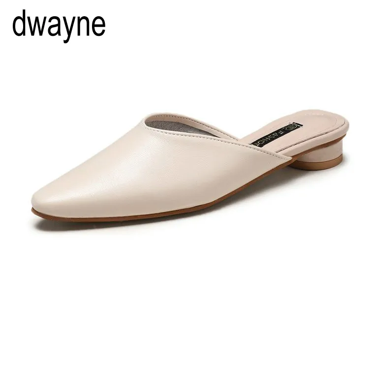 Мюли женские с острым носком заостренный носок квадратный низкий каблук сланцы