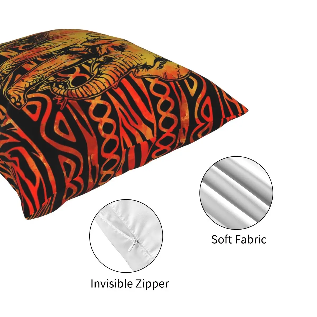 Наволочка с текстурированным этническим принтом и изображением слона украшение