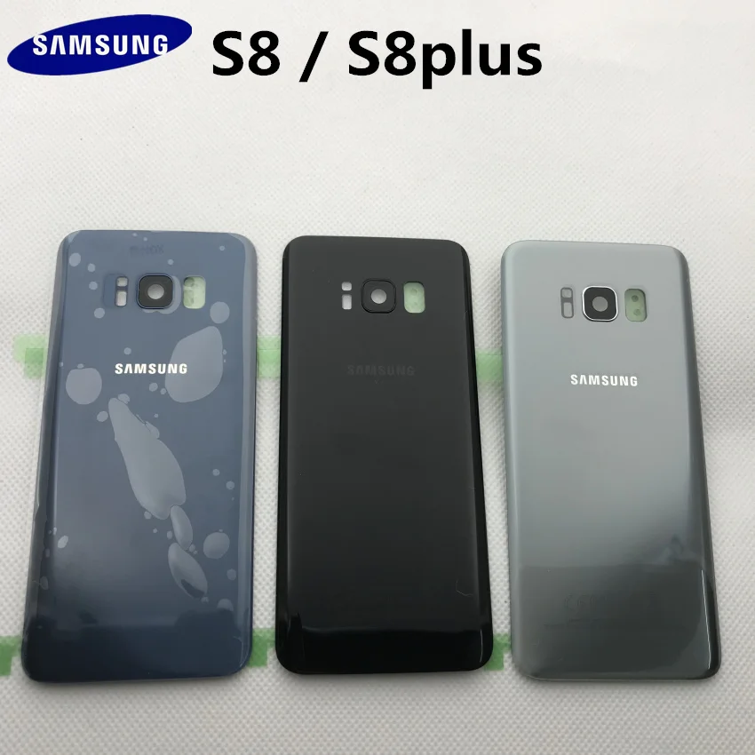 Оригинальное заднее стекло samsung S8 G950 G950F/S8+ G955 G955F S8 Plus корпус крышка батареи задняя крышка чехол с наклейкой