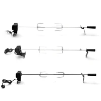 stainless steel electric automatic bbq grill rotisserie bbq motor spit roaster rod meat fork set outdoor camping cooking tools