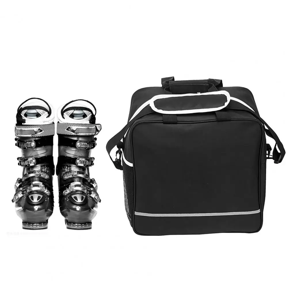2Pcs/Set Adjustable Polyester Wear-resistant Waterproof Snowboard Pouch Skiing Hiking Black Ski Boot Bag for Men Women and Youth
