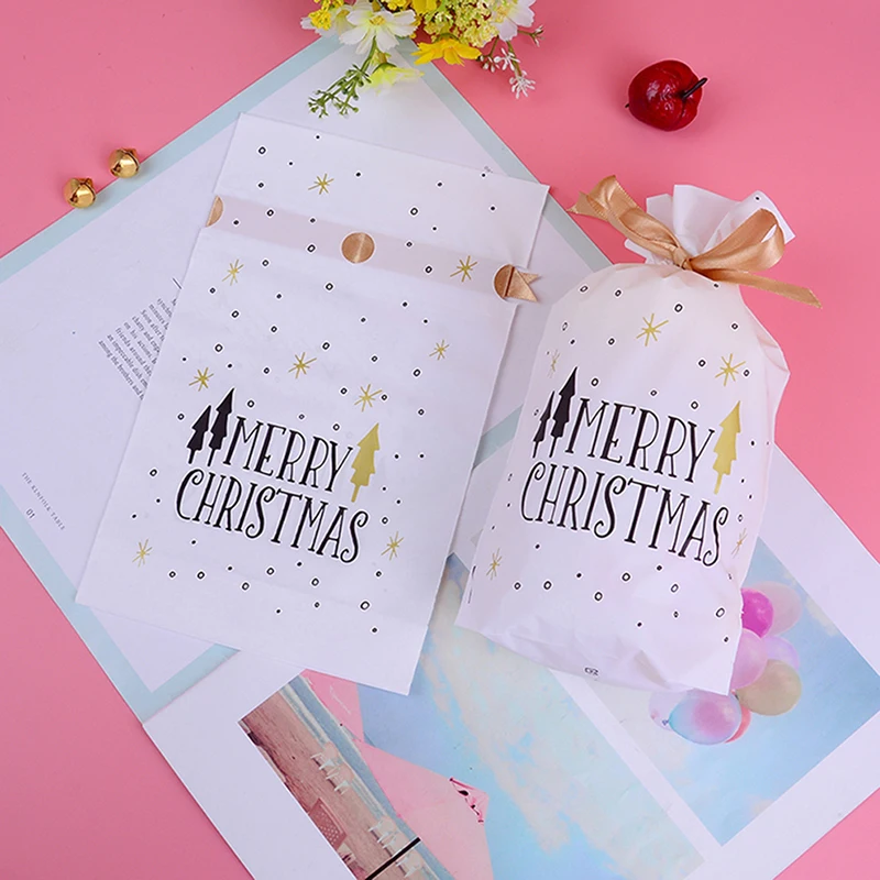 

10PCS Christmas Tree Merry Christmas Gift Bags Snowflake Crisp Bag New Year Gift
