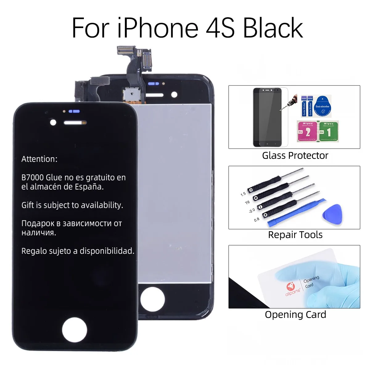 AAA OEM Дисплей для iPhone 5S LCD в сборе с тачскрином на рамке For iPhone 5 LCD for iPhone 4 4S 5C черный белый - Цвет: Black for 4S
